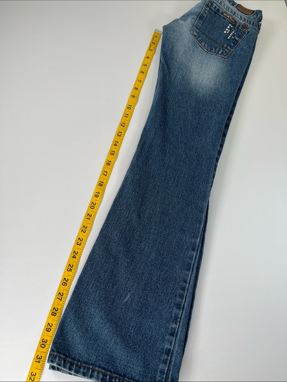 Hint Women's Blue Embellished Wide-Leg Jeans Sz 0 - Picture 9 of 10